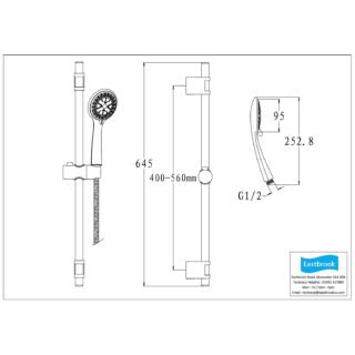 Eastbrook Slim Slide Riser Kit With Shower Handset, Hose And Outlet Elbow - Chrome - Image 2