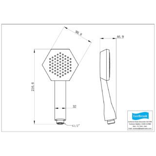 Eastbrook Type 80 Shower Handset With Full Spray Single Function - Chrome - Image 2