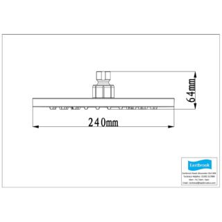 Eastbrook Type 35 Wall Mounted Shower Head With Full Spray Single Function - Chrome - Image 2
