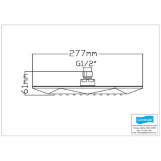 Eastbrook Type 40 Wall Mounted Shower Head With Full Spray Single Function - Chrome - Image 2