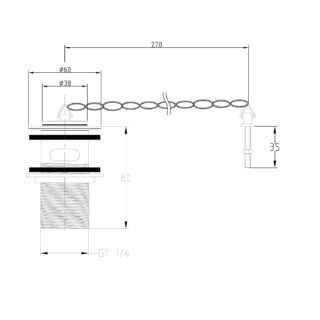 Eastbrook Ball Chain And Brass Plug Basin Waste - Chrome - Image 2