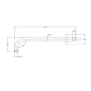 Eastbrook Round Wall Mounted Shower Arm - 365mm Long - Chrome - Image 2