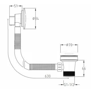 Eastbrook Push Button Bath Waste With Overflow - Image 2
