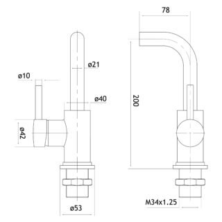 Eastbrook Meriden Wall Mounted Single Side Lever Basin Mixer Tap With Curved Spout - Image 3