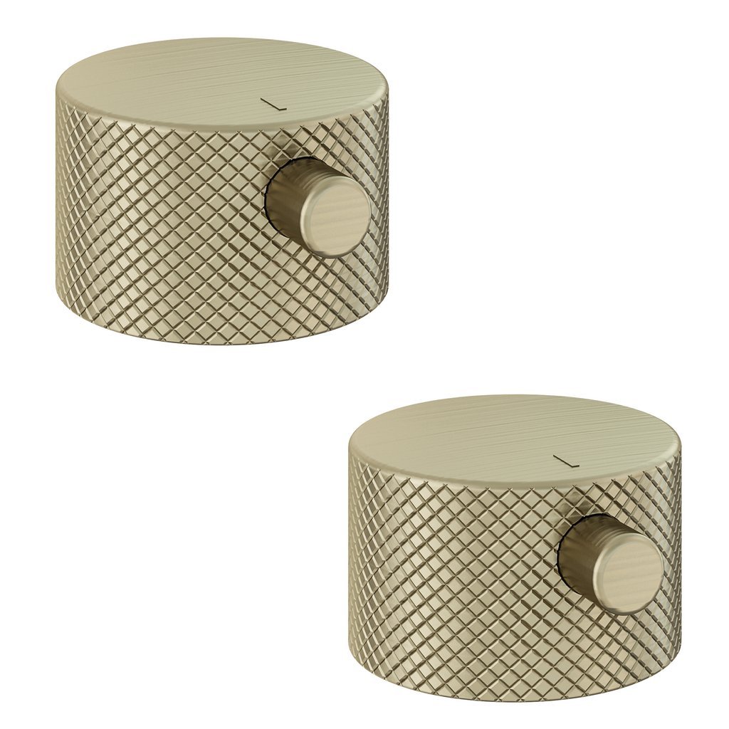 Eastbrook Meriden Full Knurling Tap Handle For Wall Mounted Basin And Bath Mixer Taps - Brushed Brass