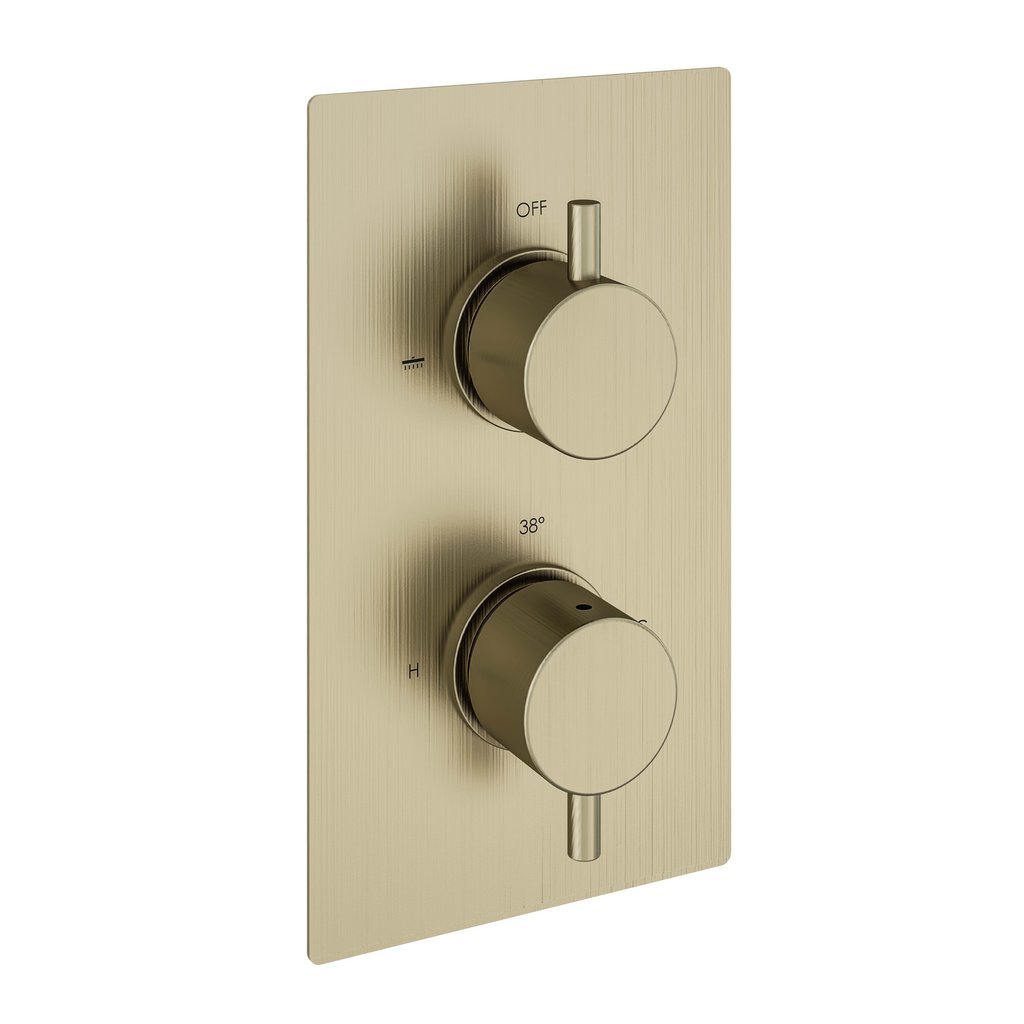 Eastbrook Meriden 2 Outlet Portrait Thermostatic Concealed Shower Valve - Brushed Brass