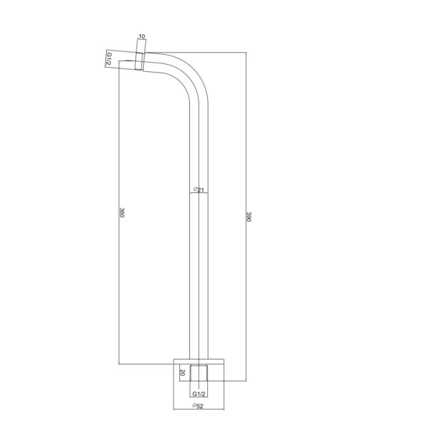 Eastbrook Meriden Wall Mounted Shower Arm - 390mm Long - Image 2