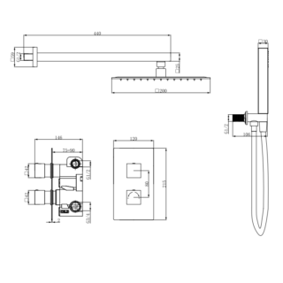 Eastbrook Square Thermostatic Concealed Shower Kit - Image 2