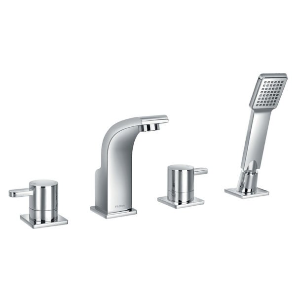 Flova Essence 4-Hole Bath Shower Mixer Tap With Shower Set - Diamond Chrome