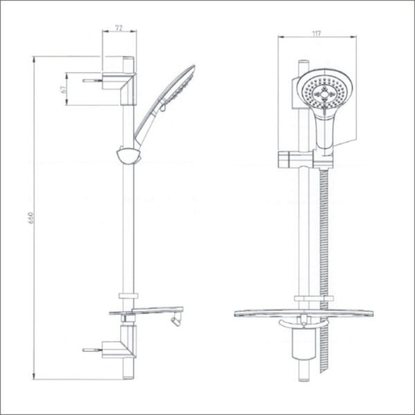Bristan Evo Shelf Shower Rail Kit Multi Function Shower Handset - Chrome - Image 2
