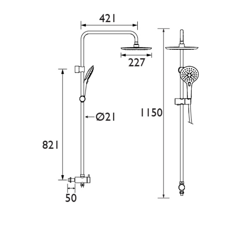 Bristan Flute Shower Kit With Rigid Riser And Diverter To Handset ...