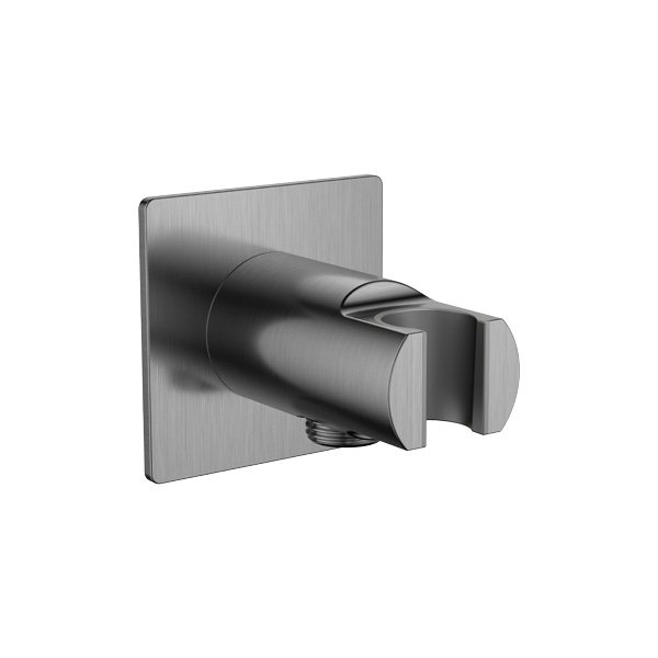 Flova Shower Wall Outlet Elbow With Handset Holder - Gun Metal