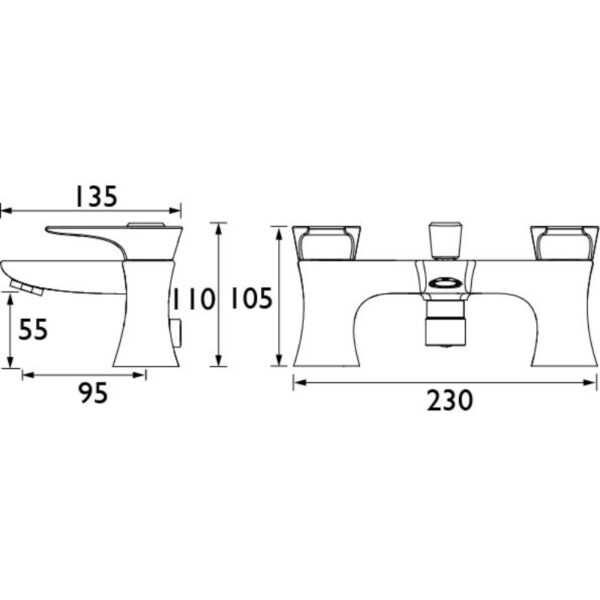 Bristan Hourglass Bath Shower Mixer Tap - Image 2