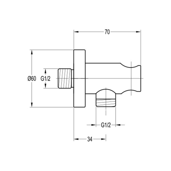 Flova Shower Wall Outlet Elbow With Handset Holder - Image 2