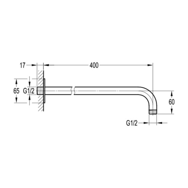 Flova Levo Square Shower Arm - 400mm Long - Image 2