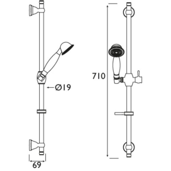 Bristan Single-Function Shower Riser Adjustable Shower Kit - Chrome - Image 2