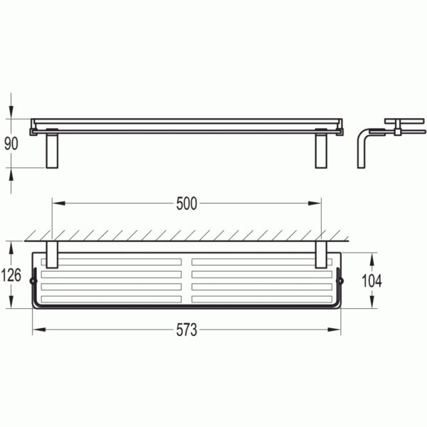 Flova Lynn Glass Shelf - 575mm Wide - Diamond Chrome - Image 2