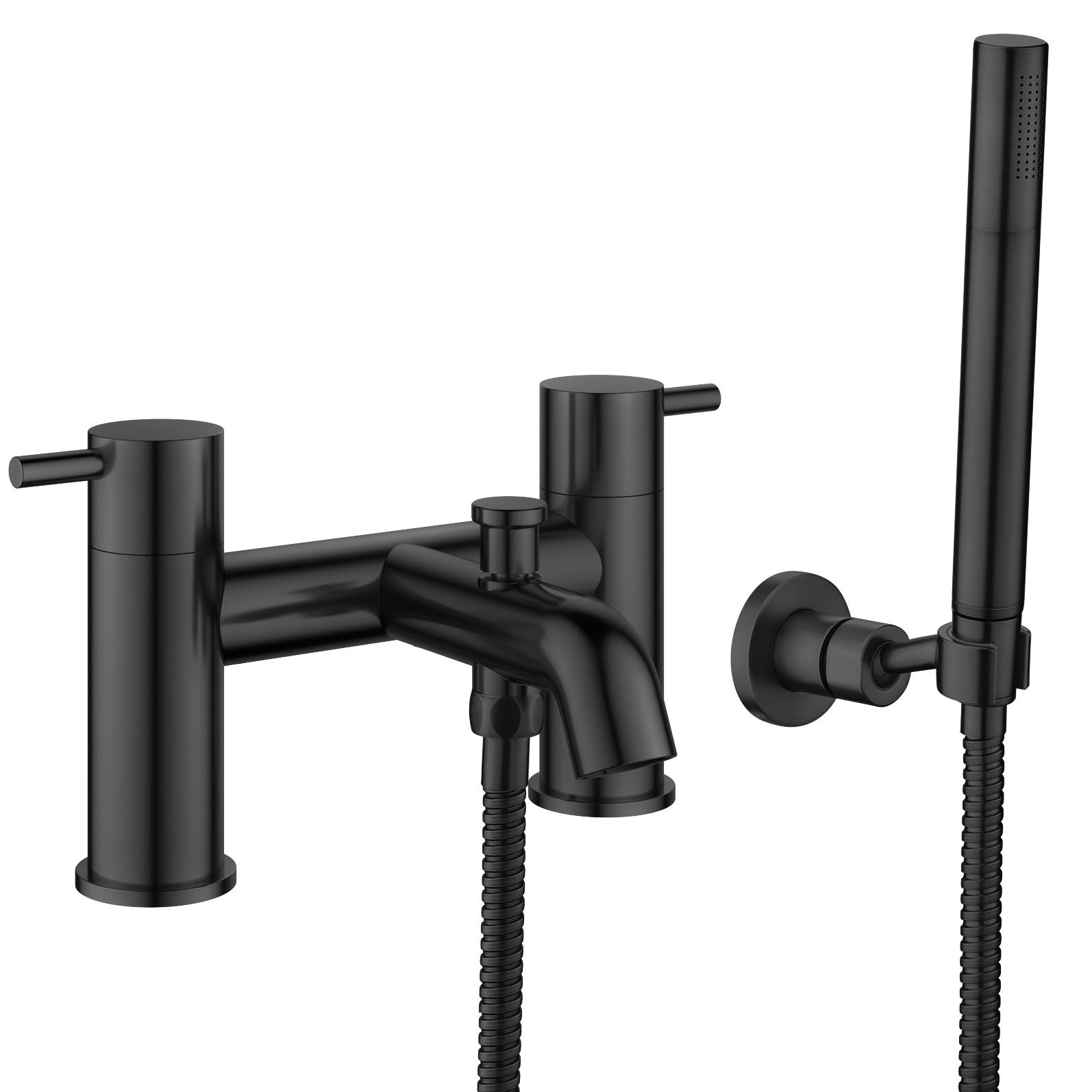 Flova Levo Deck Mounted Thermostatic Bath Shower Mixer Tap - Matt Black