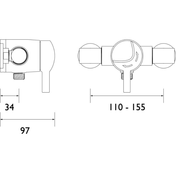 Bristan Opac Thermostatic Exposed Mini Shower Valve With Lever - Chrome - Image 2