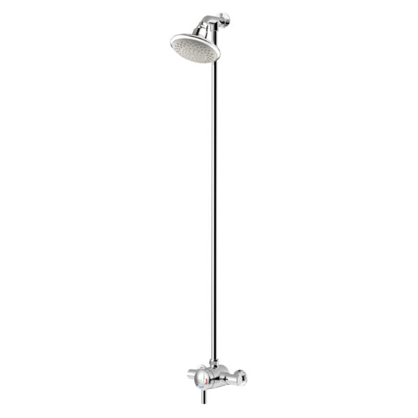 Bristan Opac Thermostatic Exposed Mini Shower Valve With Top Outlet Rigid Riser - Chrome