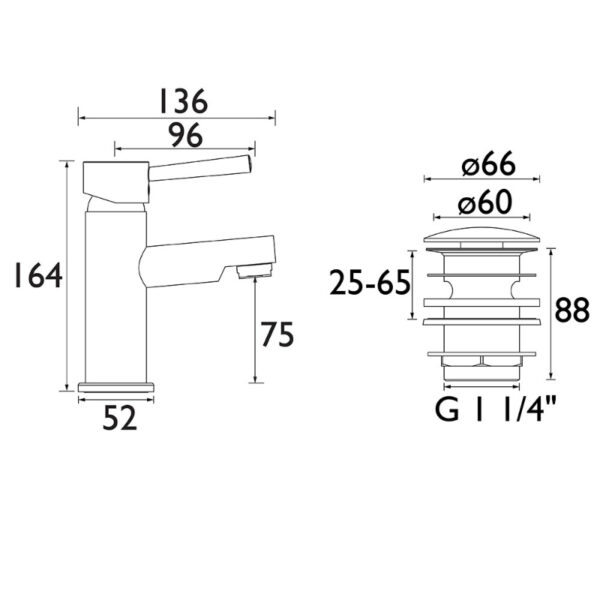 Bristan Mios Basin Mixer Tap With Clicker Waste - Chrome - Image 2