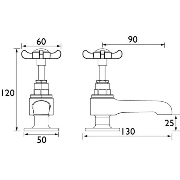 Bristan 1901 Basin Pillar Taps  and Ceramic Disc Valves - Chrome - Image 2