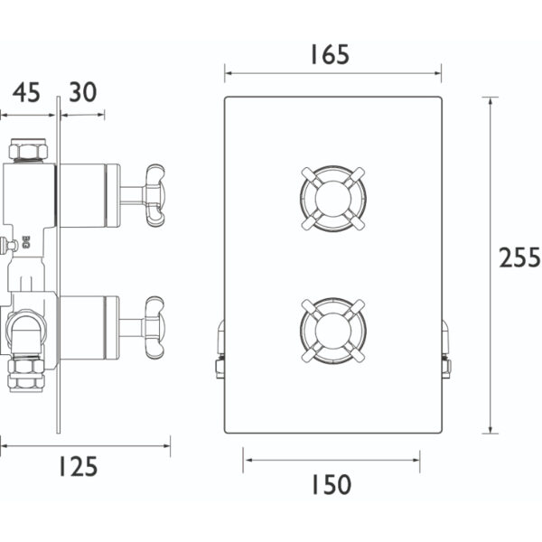 Bristan 1901 Thermostatic Dual Control Shower Valve - Chrome - Image 2