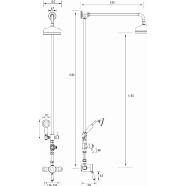 Bristan 1901 Exposed Sequential Shower Valve With Rigid Riser Kit - Chrome - Image 2