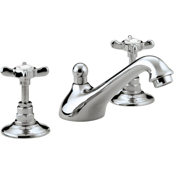 Bristan 1901 3 Hole Basin Mixer Tap With Pop-Up Waste and Ceramic Disc Valves - Chrome