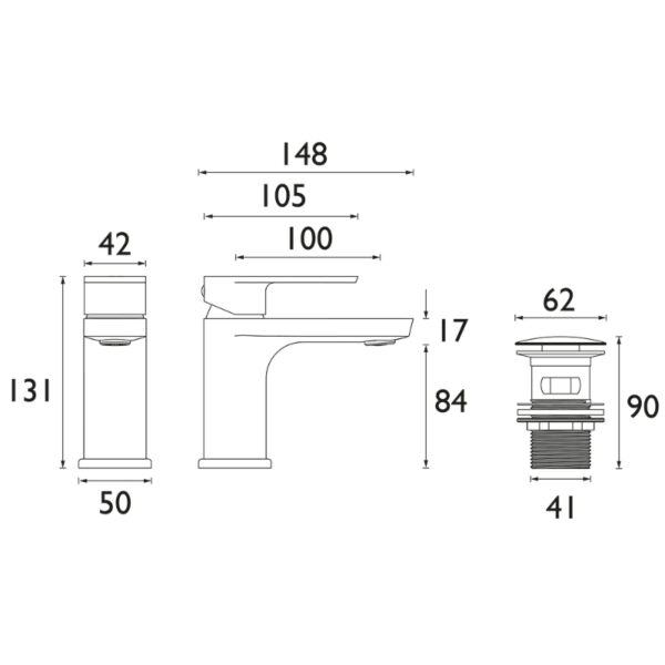 Bristan Napoli Basin Mixer Tap With Clicker Waste - Chrome - Image 2