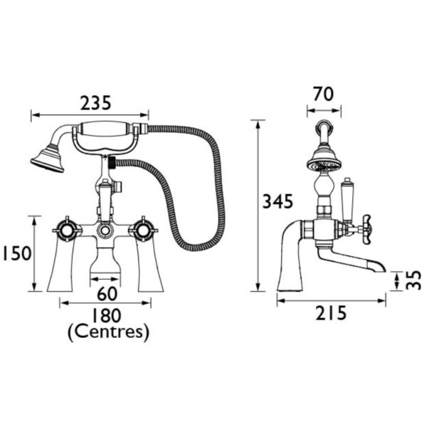 Bristan 1901 Bath Shower Mixer Tap  and Ceramic Disc Valves - Chrome - Image 2