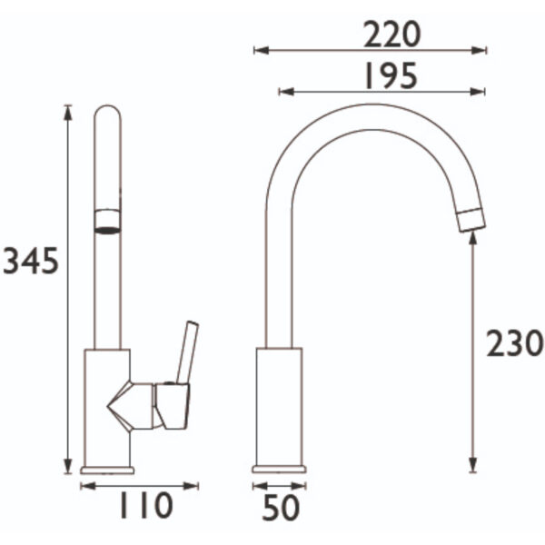 Bristan Odyssey Monobloc Sink Mixer Tap - Chrome - Image 2