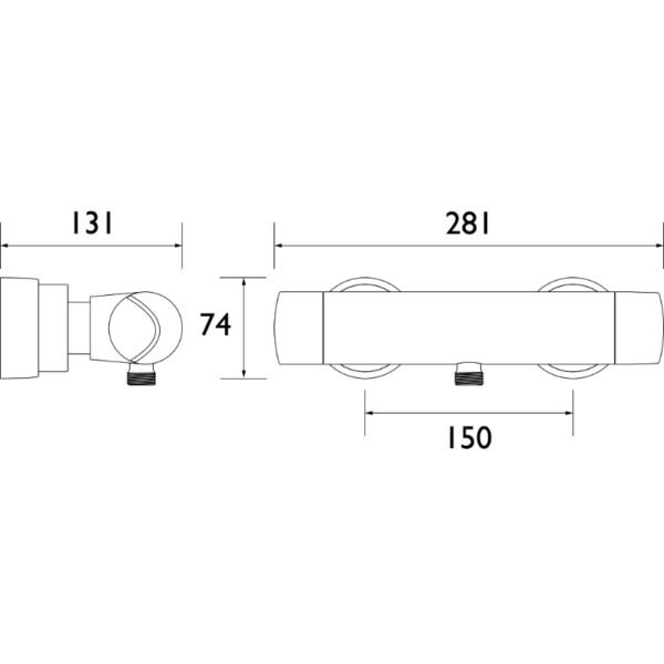 Bristan Opac Exposed Bar Shower Valve - Chrome - Image 2