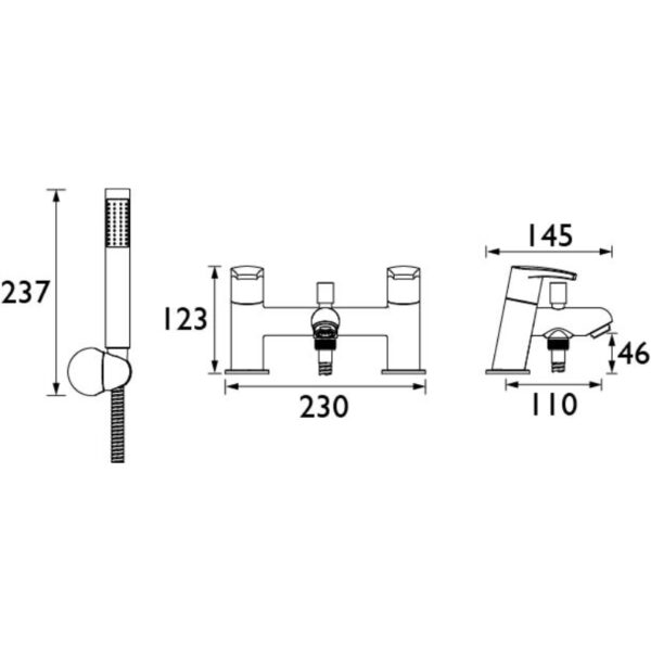 Bristan Orta Bath Shower Mixer Tap - Chrome - Image 2