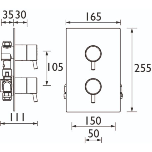 Bristan Prism Recessed Thermostatic Dual Control Shower Valve - Chrome - Image 2