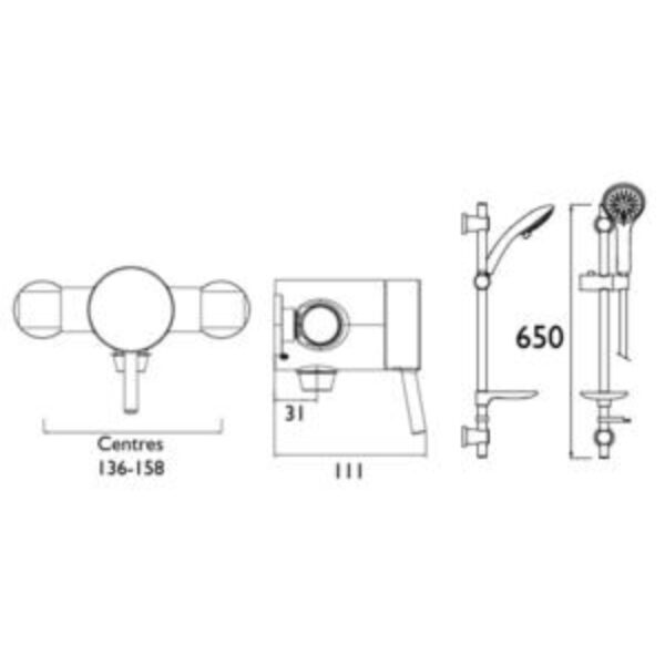 Bristan Prism Exposed Sequential Shower Valve With Adjustable Riser Kit - Chrome - Image 2