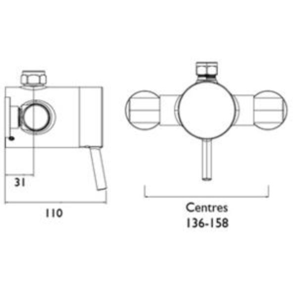 Bristan Prism Exposed Sequential Top Outlet Shower Valve Only - Chrome - Image 2