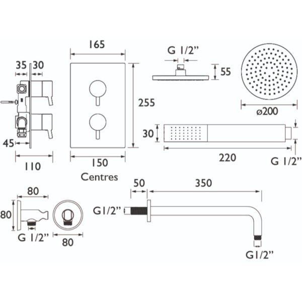 Bristan Prism Shower Pack With Fixed Head And Wall Outlet Handset - Chrome - Image 2