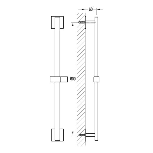 Flova Square Slide Rail - Diamond Chrome - Image 2