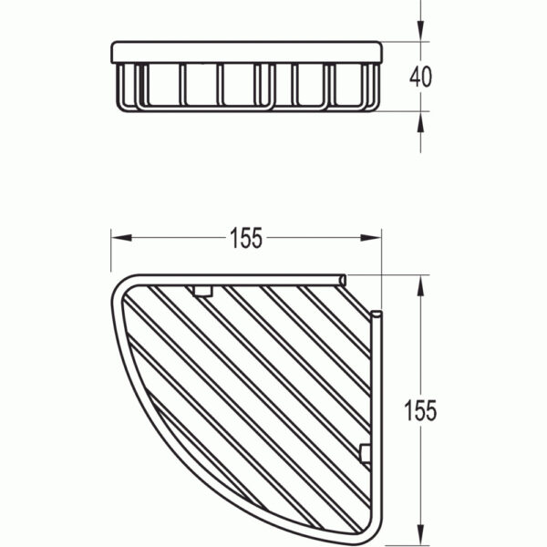 Flova Corner Shower Basket - 155mm Wide - Diamond Chrome - Image 2