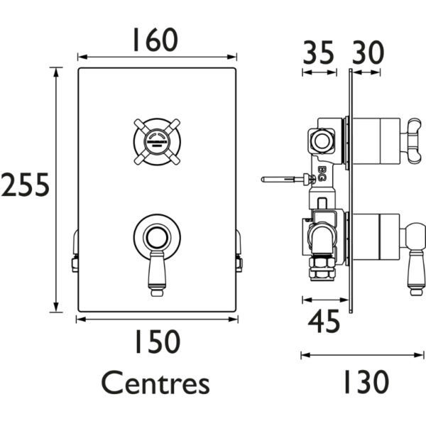 Bristan Renaissance Recessed Concealed Shower Valve - Chrome - Image 2