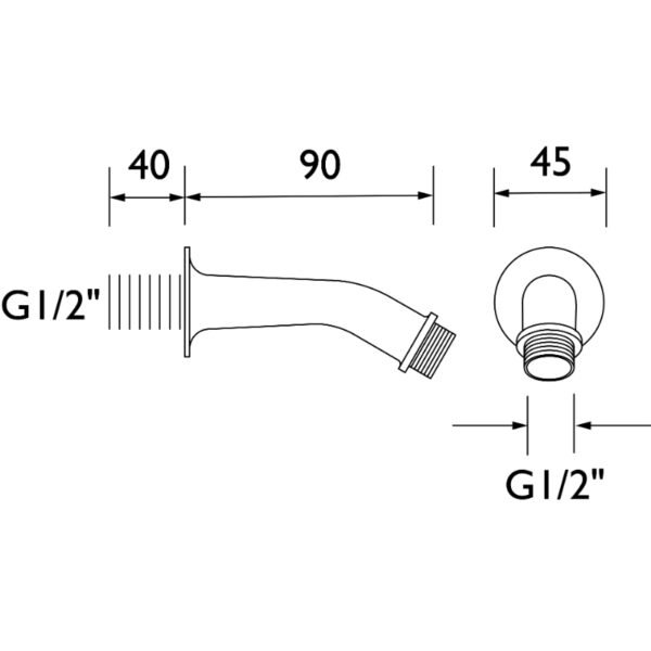 Bristan Concealed Shower Arm - Chrome - Image 2
