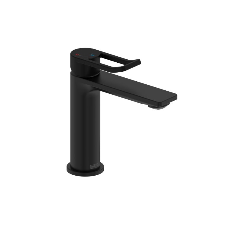 Bristan Saffron Eco Start Basin Mixer Tap With Clicker Waste - Black