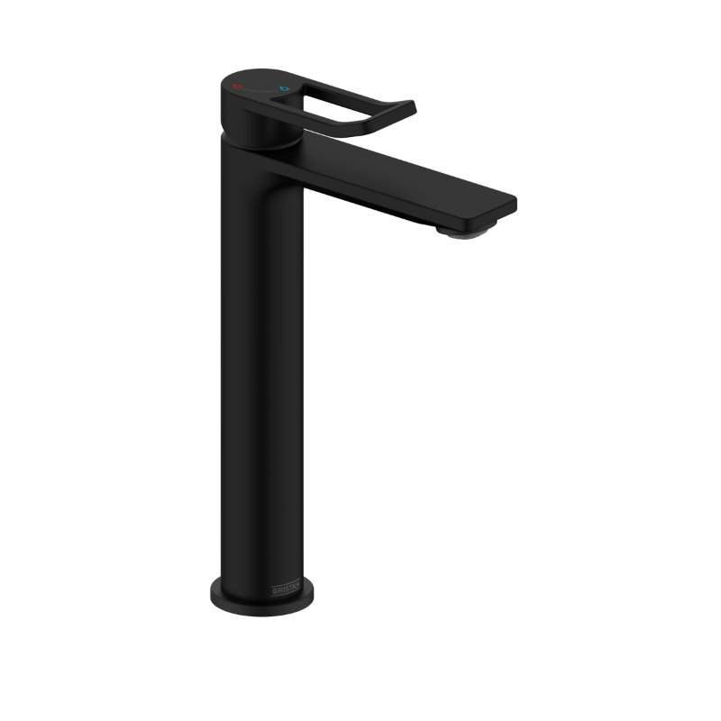 Bristan Saffron Eco Start Tall Basin Mixer Tap With Clicker Waste - Black