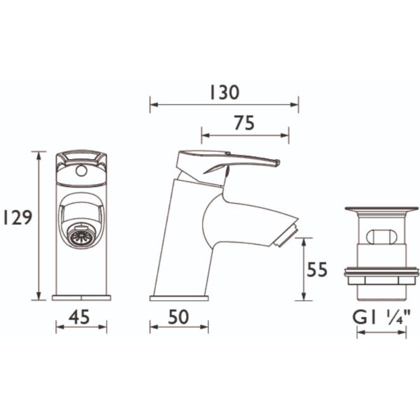 Bristan Smile Basin Mixer Tap With Clicker Waste - Chrome - Image 2