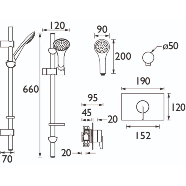 Bristan Sonique Thermostatic Recessed Shower Valve With Adjustable Riser - Chrome - Image 2