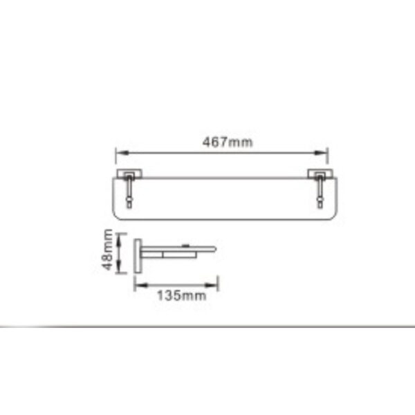 Bristan Square Glass Shelf - Chrome - Image 2