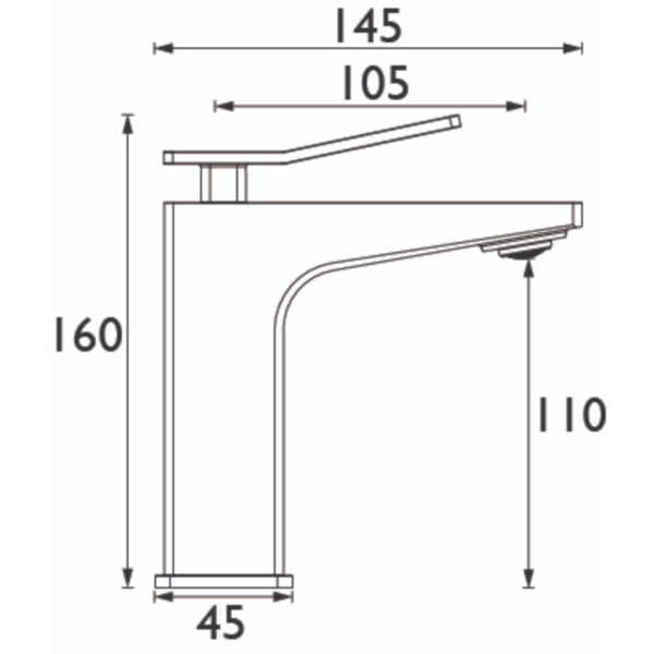 Bristan Tangram Eco Start Basin Mixer Tap With Clicker Waste - Image 2