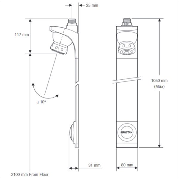 Bristan Timed Flow Shower Panel With Adjustable Head - Image 2