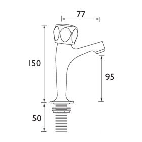 Bristan Club High Neck Pillar Taps With Metal Heads - Chrome - Image 2